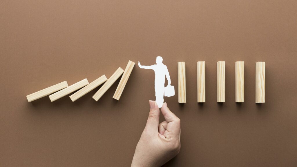 Top view abstract representation financial crisis